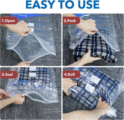 16 Pack Vacuum seal bags for clothing With Coldless Pump, Vacuum Storage Bags,Space Saver Sealer Bags, Pillows, Comforters, Blankets, Bedding,Travel,