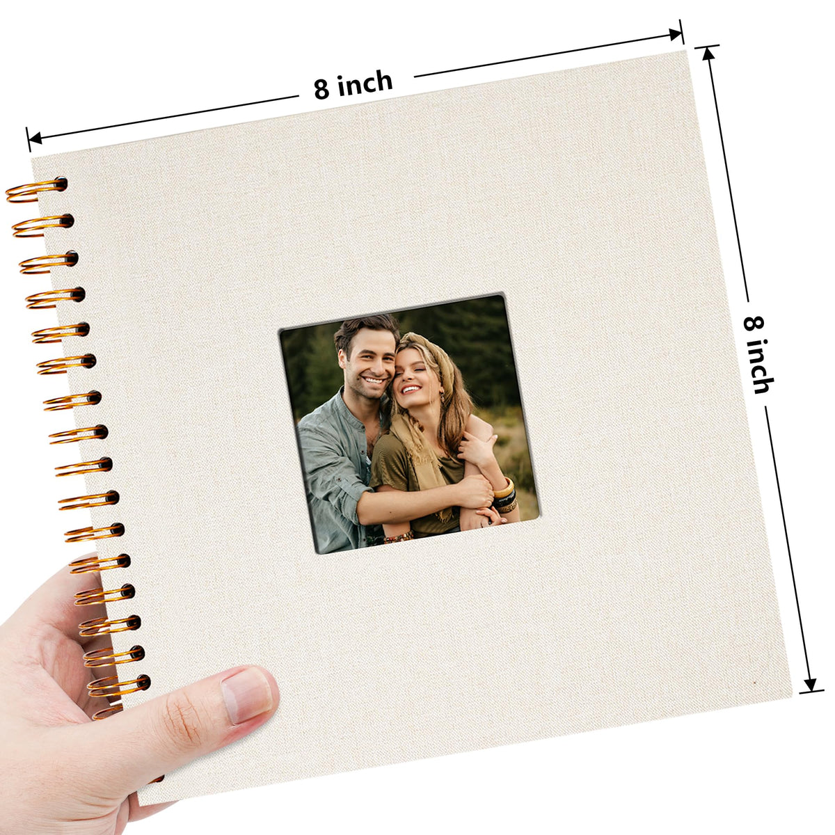 Vienrose 8x8 Inch Scrapbook DIY Small Hardcover Kraft White Pages Scrapbook Photo Album Linen Cover Scrap Book Photo Albums Scrapbooking Supplies Kit for Couple Family Wedding Travel