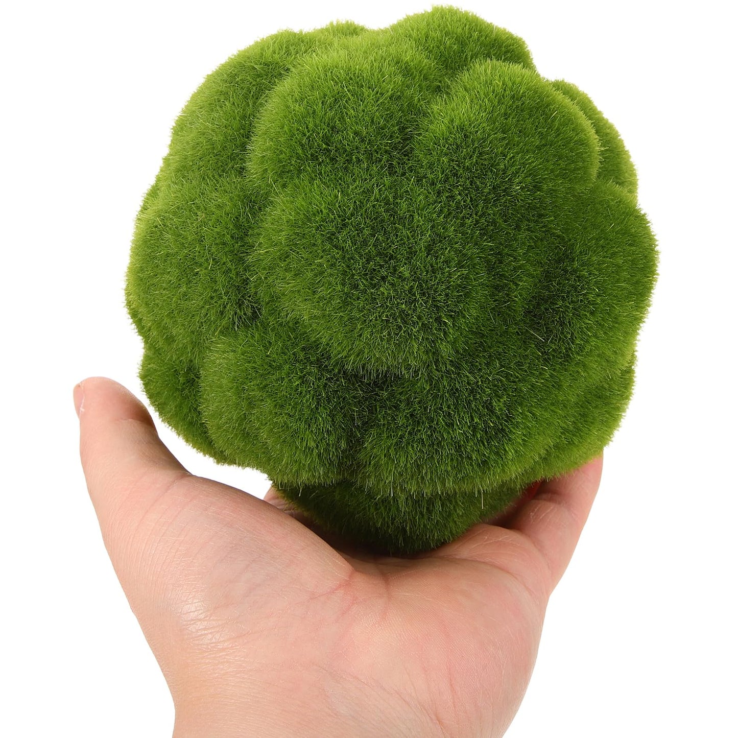 DOITOOL Green Moss Balls Decorative for Bowls - 4 Pcs Fake Moss Balls Faux Decorative Spheres for Bowl Fillers, Vase Filler, Wedding Decor, Table Arrangement, DIY Crafts (3.9" + 4.7")