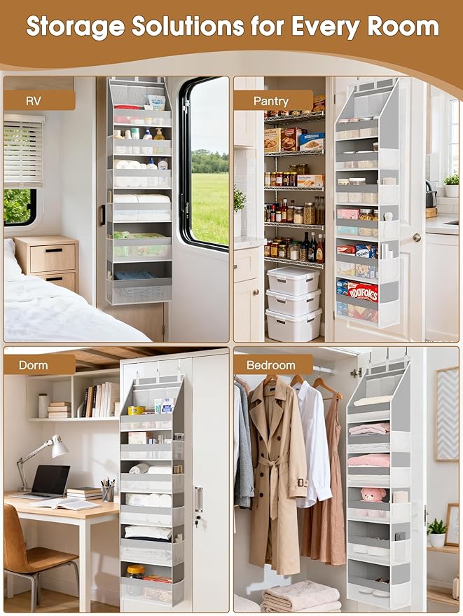 Criusia Over The Door Organizer, Heavy-Duty 6-Shelf Hanging Storage