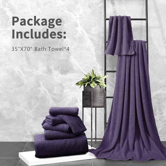 Extra Large Bath Towel Set of 4, Oversized Bath Sheet Super Soft Highly