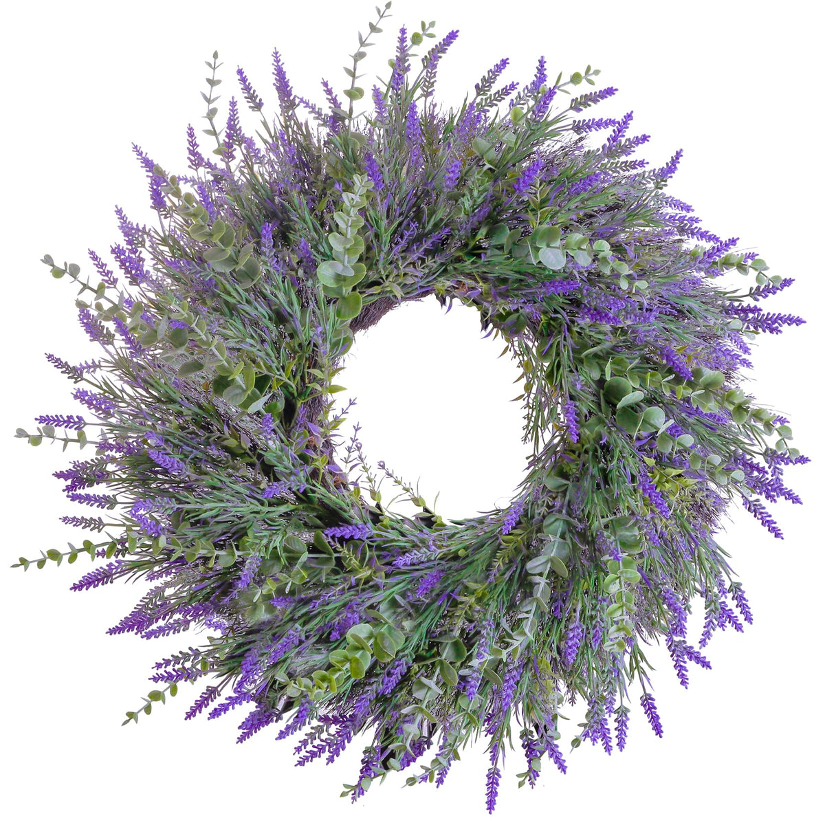 24'' Lavender & Eucalyptus Wreath for Front Door, Window - Artificial Eucalyptus Leaves Greenery Outdoor Wreath for Wedding Farmhouse Porch Wall Room Home Decor