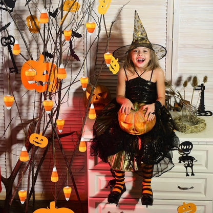 12 Pcs Halloween 3D Glitter Candy Corn Ornaments Large Halloween Candy Corn Hanging Pendant with Ropes Mini Tree Decorations for Halloween Christmas Holiday Garland Candy Party(Candy Style)