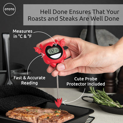 OTOTO Hell Done Halloween Meat Thermometer Digital - Spooky Food for Cooking, for Meat, Digital, Cooking Gifts, Cute Kitchen Gadgets