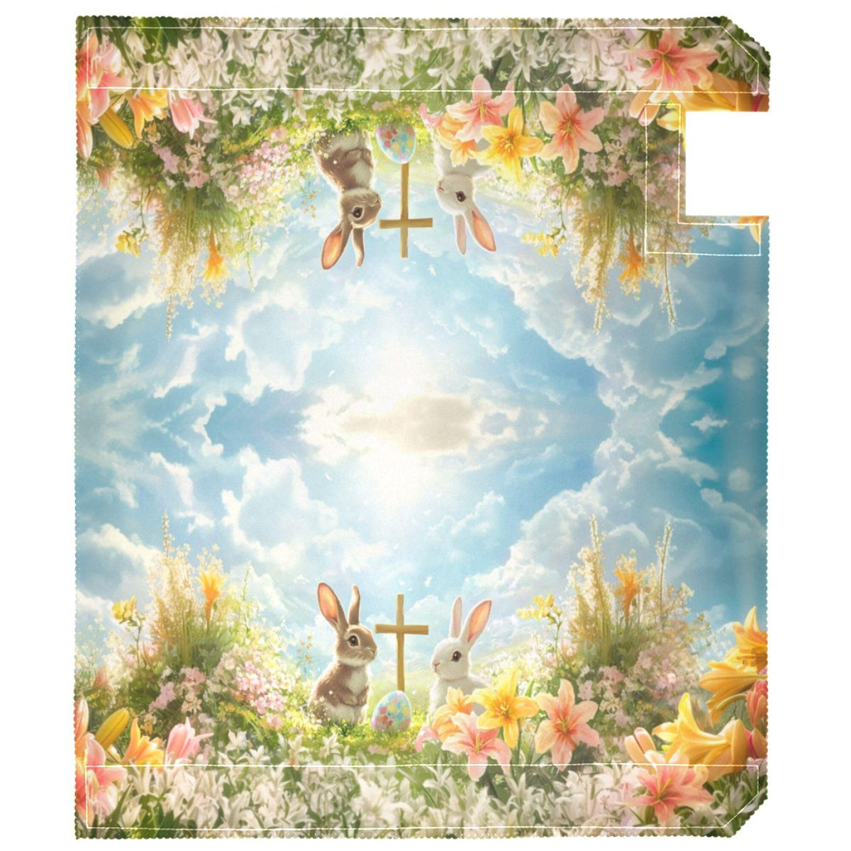 Wamika Happy Easter Day Eggs Bunny Mailbox Cover Standard Size Welcome Spring Flowers Lily Magnetic Mailbox Covers Garden Yard Porch Mail Boxes Cover Holiday Decorations 21" L x 18" W