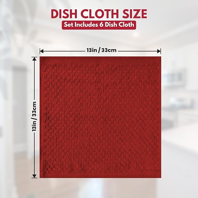 Infinitee Xclusives Premium Dish Cloth 100% Cotton 12 x 12 Inches |Pack of 4|