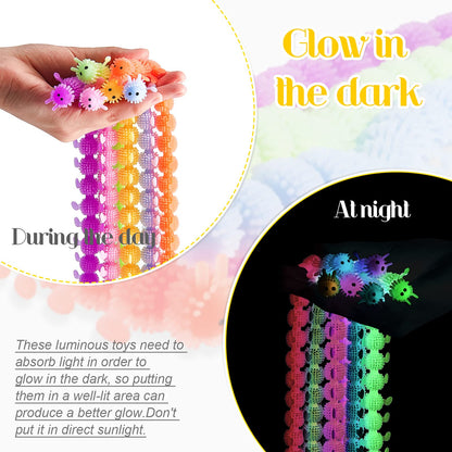 Sumind 6 Pieces Caterpillar Stretchy Fidget Toy Operation Christmas Bulk Items Luminous Sensory Fidget Toy Stretchy String for Anxiety Relief for Autism ADHD Calming Relaxing,6 Colors