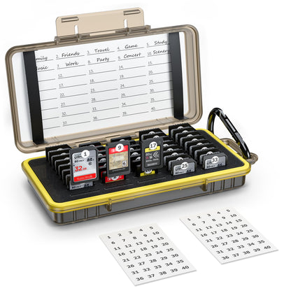 KIWIfotos 40 Slot Memory Card Case Holder Water-Resistant for 40x SD SDXC SDHC/NS (Nintendo Switch) Game Card/Sony PSV PS Vita SD Card Holder Carrying Case Box Organizer Storage