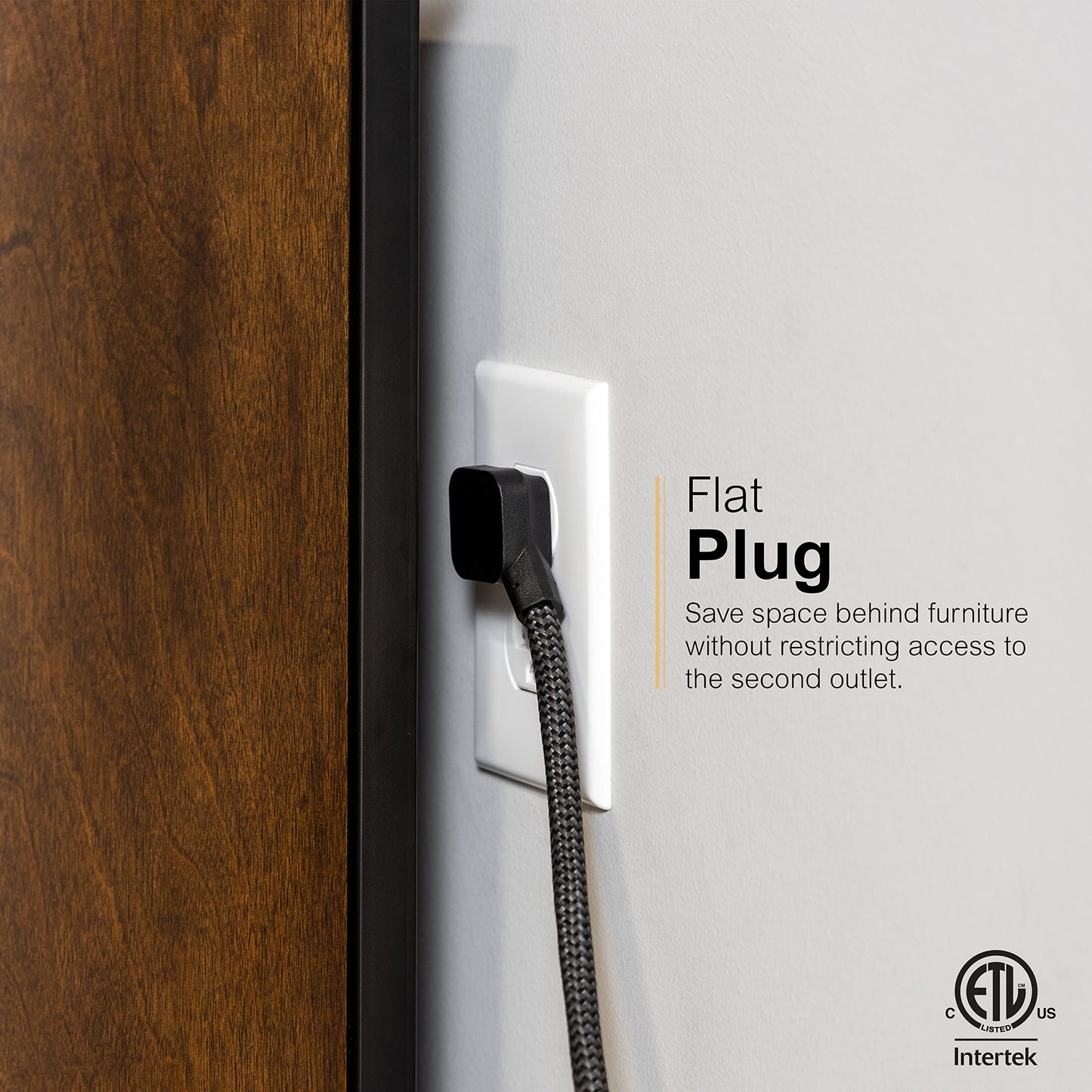 GE UltraPro Adapt 12-Outlet Surge Protector, 6ft Braided Heavy Duty Extension Cord, Flat Plug Power Strip, 3540 Joules, Black, 74542