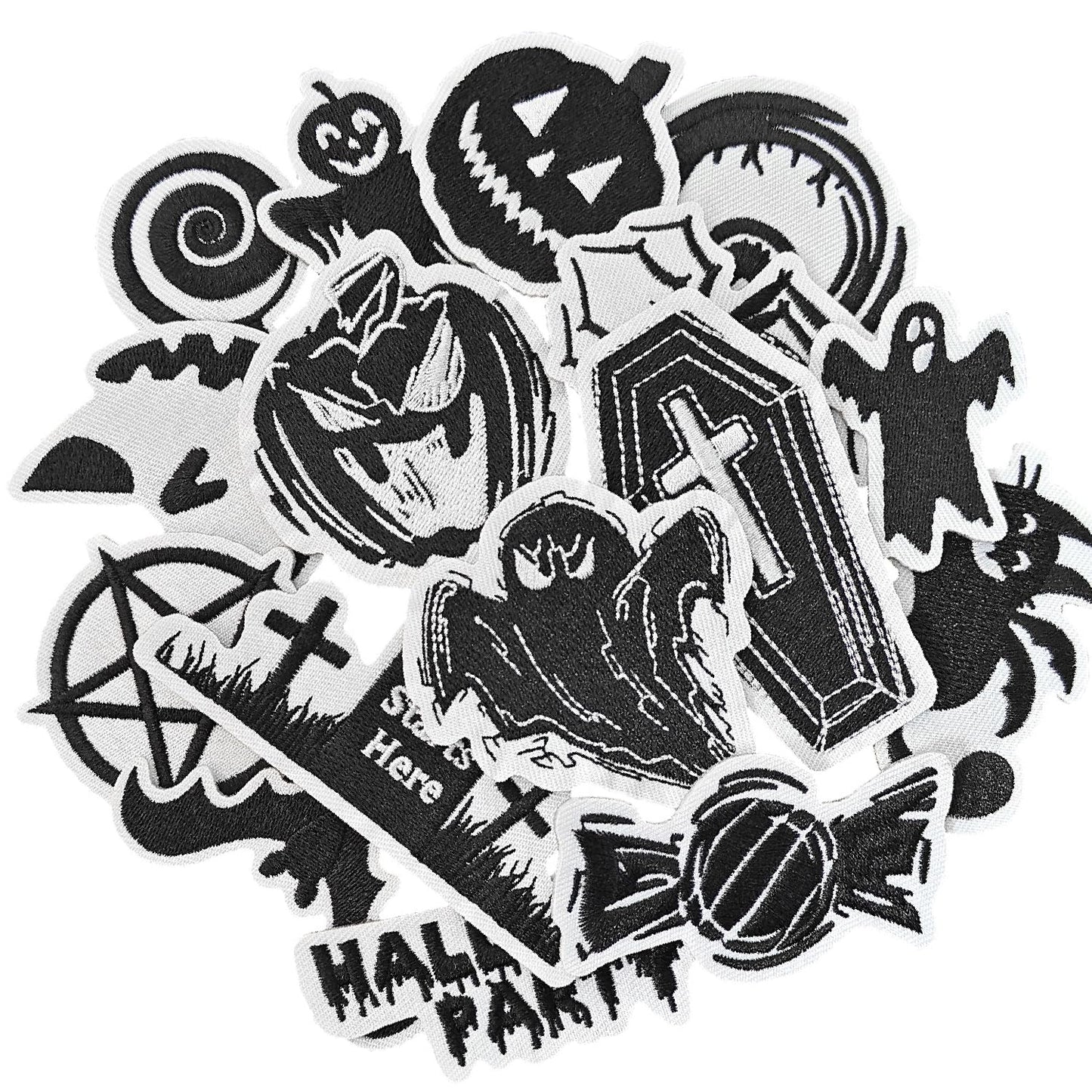 TXSN Halloween Iron on Patches for Kids, Halloween Embroidered Applique Patches for Clothing, Pants, Backpacks, Hats, Jeans, DIY Accessories. Pack of 15