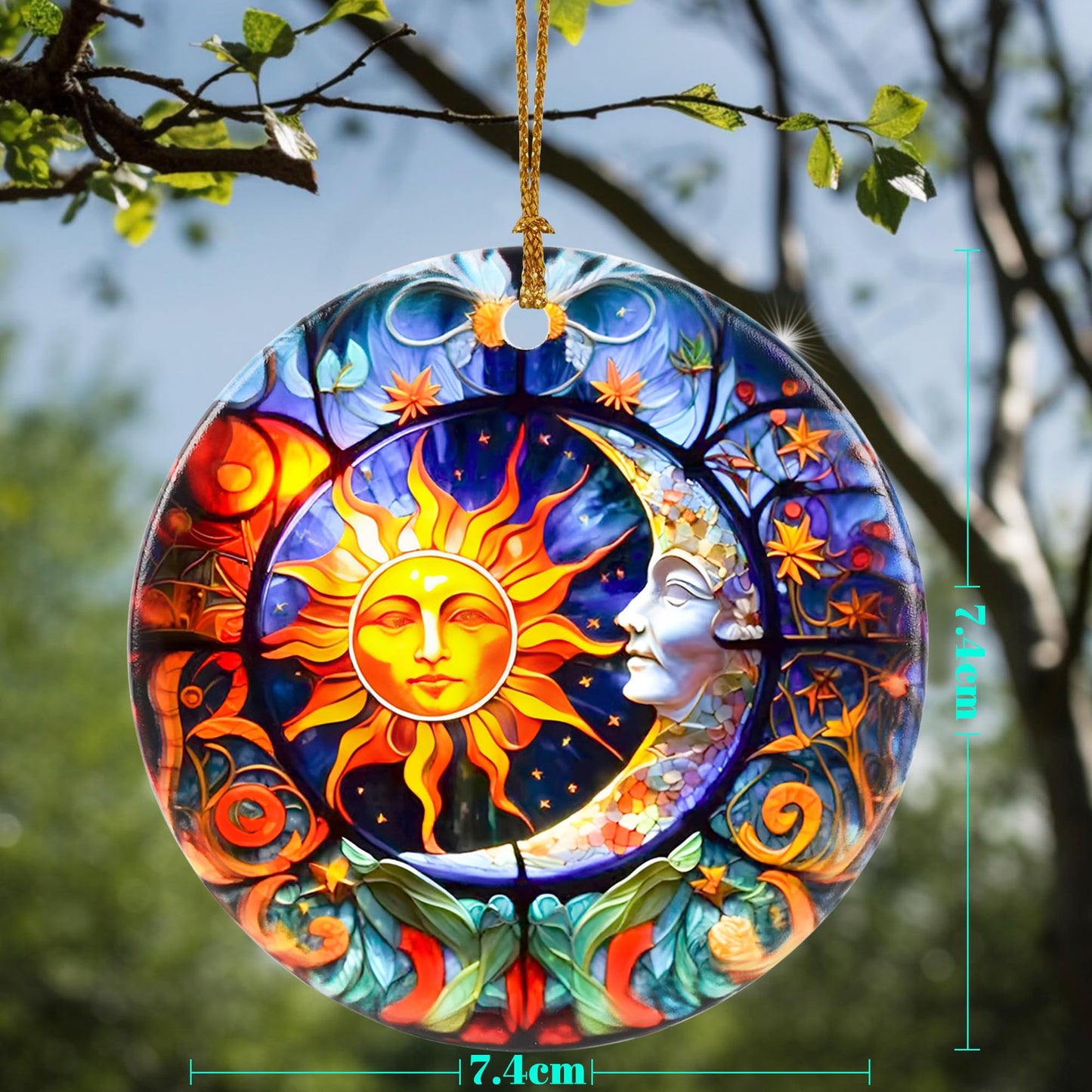 Jocidea Sun and Moon Christmas Ornaments - Bumblebee Ornaments for Tree, Holiday Keepsake Gift Exchange
