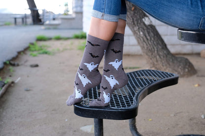 360 Threads Womens Novelty Socks 2 Pair Set Halloween (Jack-o-Lanterns & Ghosts)