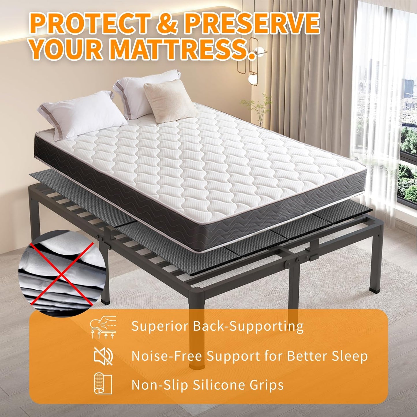Voyla Upgraded Bunkie Board Queen Size Ultra Heavy Duty Anti-Sag Bed Support Board Under Mattress 12mm Wave-Structured Bunky Board Bunkieboards