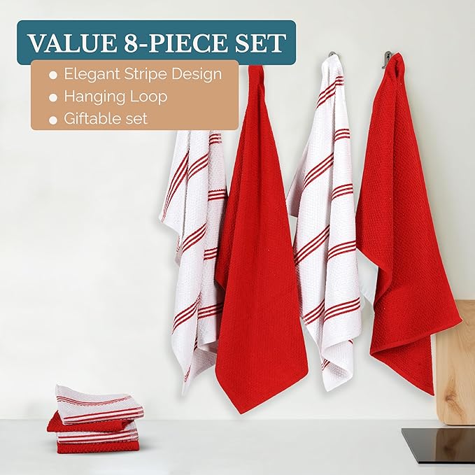 Casa Platino Dish Towels for Kitchen Drying Kitchen Towels – 8 Pc Durable
