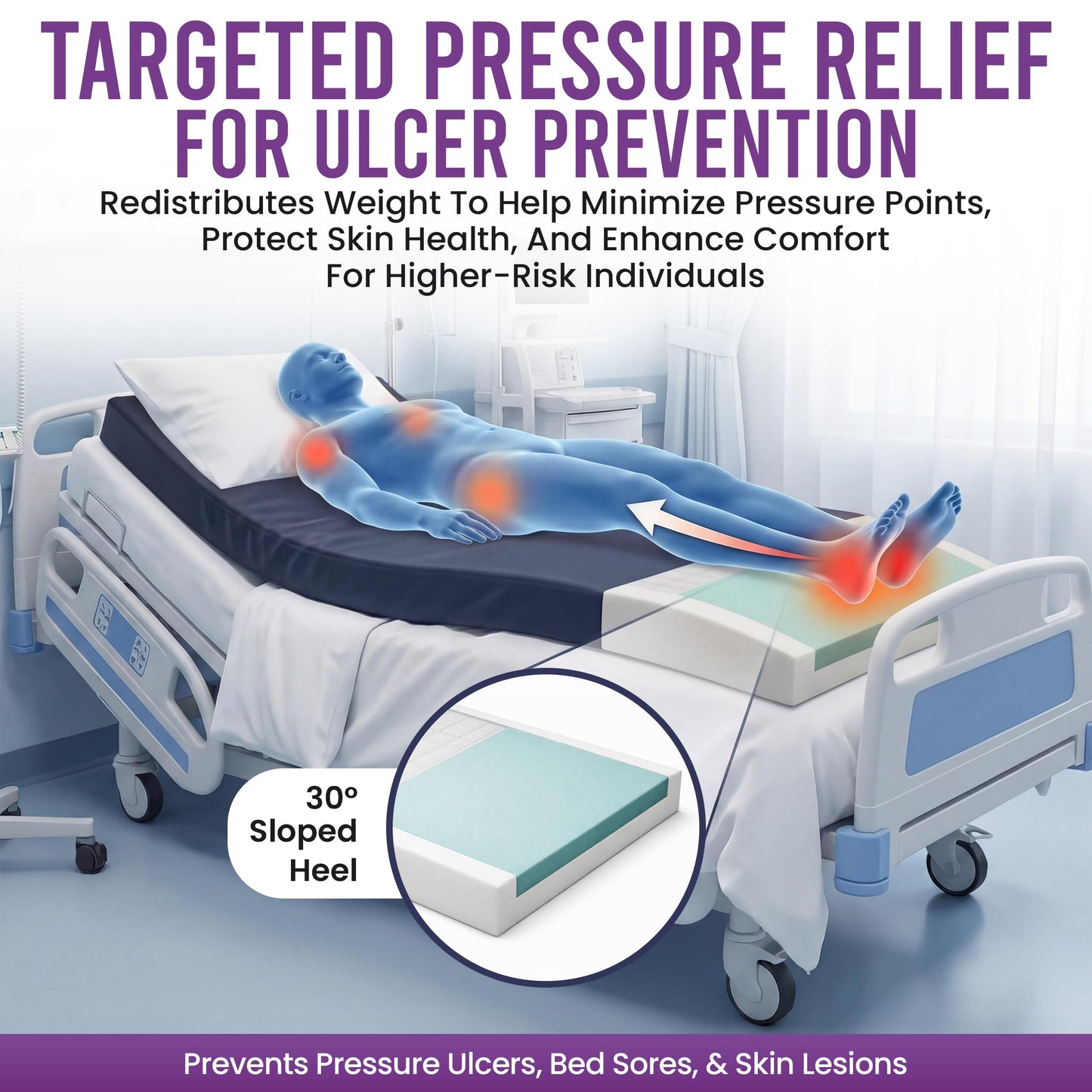 ProHeal Hospital Bed Mattress 36x80x6 Memory Foam, 1000 lb Capacity - Waterproof Cover, Pressure Relief Medical Mattress for Bedsore Prevention - Sloped Heel, Home & Clinical Use