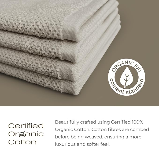 Luxury Silver-Infused Beige Washcloths 4-Pack, 12.9"x12.9"