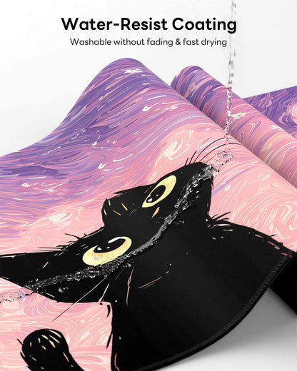 Velluxion XL Gaming Mouse Pad, 31.5x15.7'' Large Desk Mat with Anti-Slip Rubber Base & Stitched Edges for Gaming, Office, Home, Van Gogh Cat