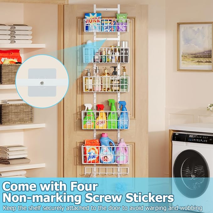 Adjustable Over The Door Organizer, Metal Hanging Door Organizer