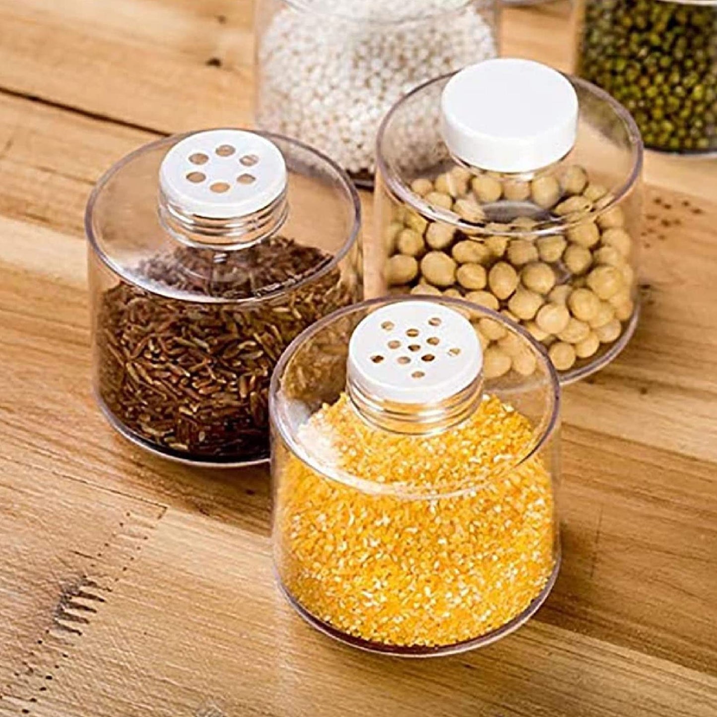 AYNEFY 6 Pcs Stackable Pot,Transparent Tower Seasoning Bottle Storage Container Kitchen Seasonings Jars Salt Storage Box Organizer