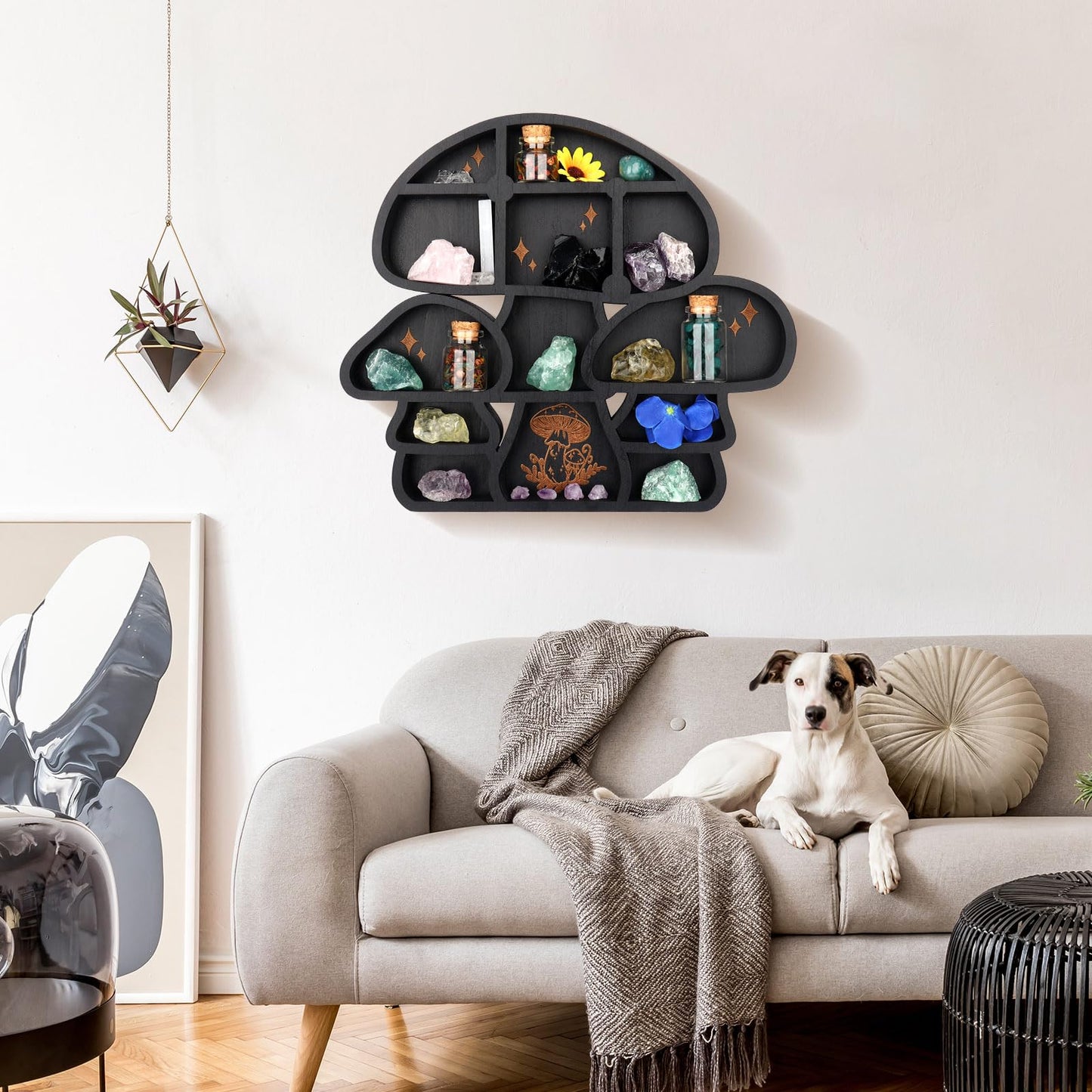 Zzbakress Wooden Mushroom Decor Cute Wall Decor Floating Shelves Crystal Display Shelf Witchy Home Decor Funny Mushroom Bathroom Decoration Spiritual Decor Mushroom Gifts (Cute)