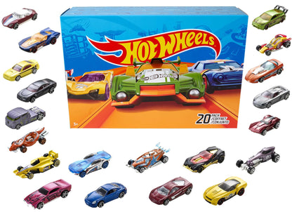 Hot Wheels Set of 20 Toy Cars, Assorted Styles, Toy Trucks and Cars in 1:64 Scale with Realistic Details and Decos, Collectible Cars for Kids Ages 3 and Up, Styles May Vary, DXY59