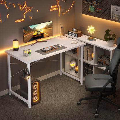ODK 100×48 cm Desk, Small Computer Desk for Home Office, Study Office Table with Headphone Hooks for Small Space, Easy Assembly, White