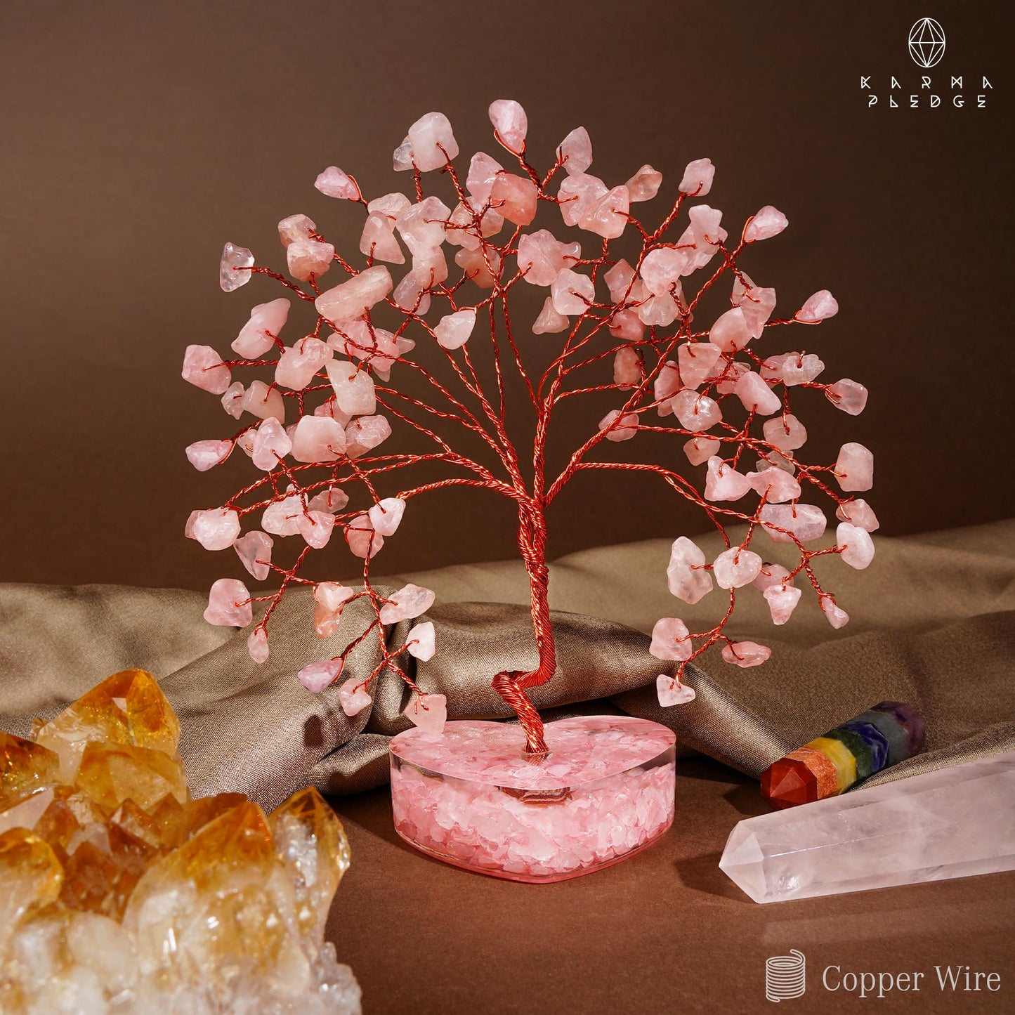 Rose Quartz Crystal Tree of Life Birthday Gifts for Women, Girls Friends, Handmade Chakra Healing Crystals Tree for Home Office Decor, Positivity, Good Luck, Money, Unique Gifts for Her Mom, Sister
