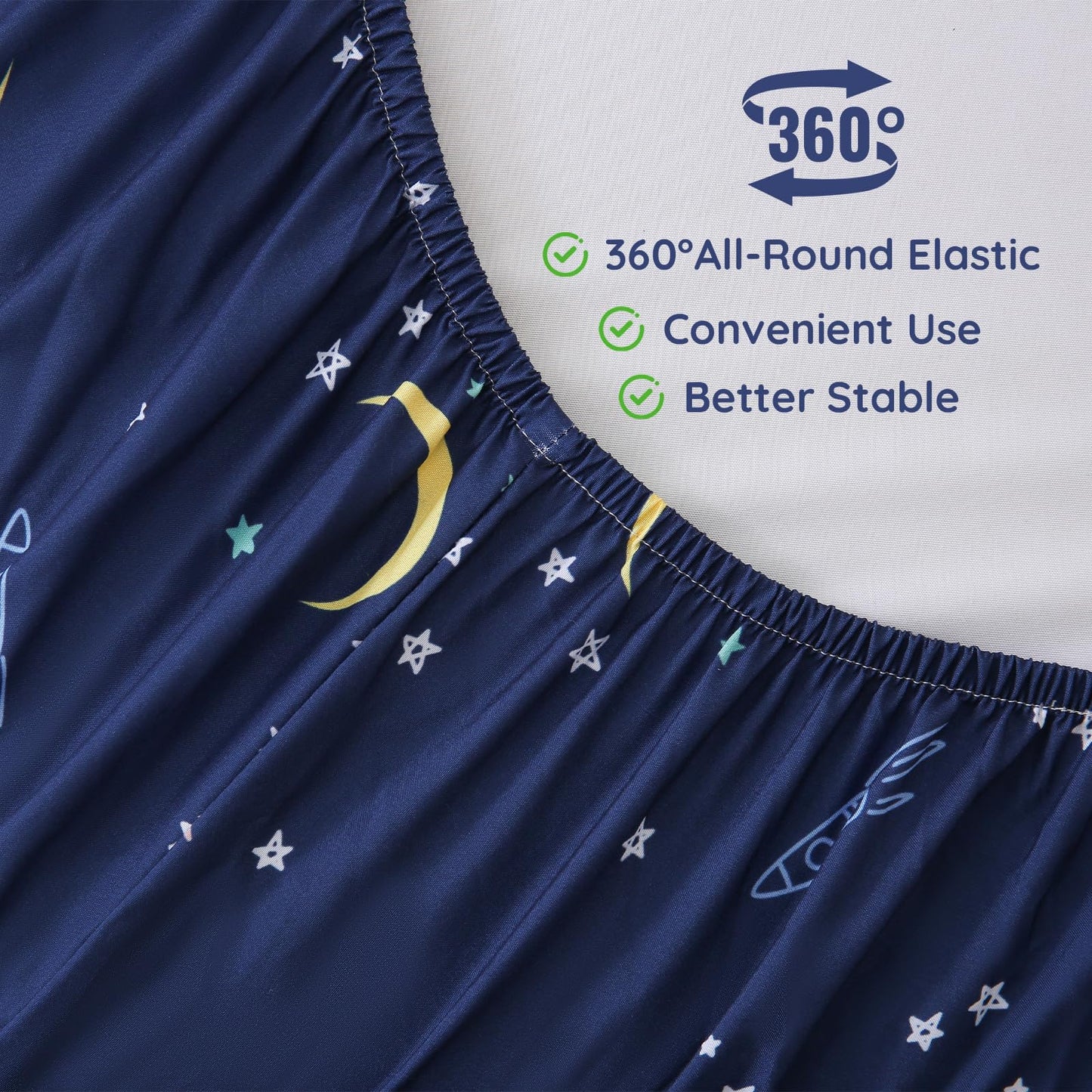 MCO Twin Sheets Set Kids, Soft Microfiber Bed Sheet Set for Boy Girls, 3 Pieces Breathable Twin Sheets Starry Sky