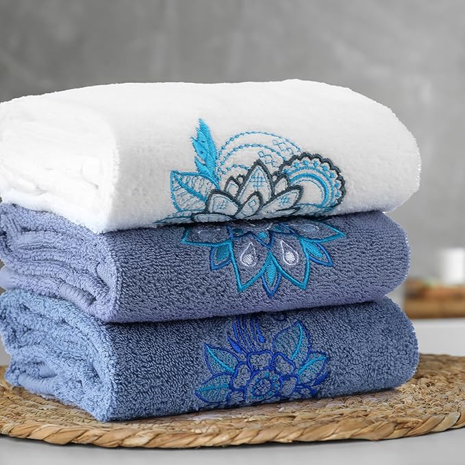 3 Pcs Mandala Hand Towels Mandala Flower Boho Bathroom Decor 14x29 Inch