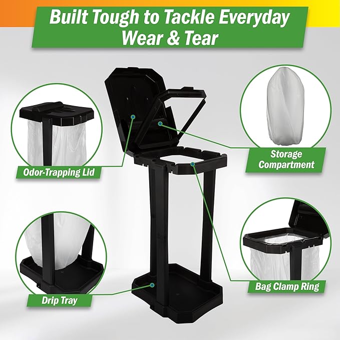 Wakeman Heavy Duty Black Trash Bag Portable Trash Bag Holder Stand