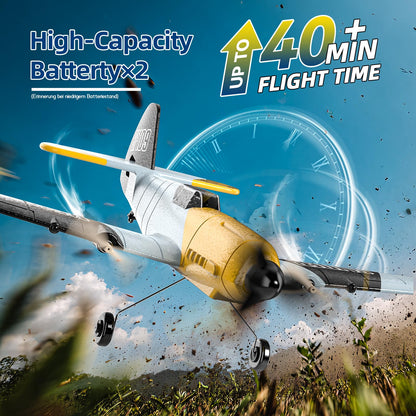 DEERC RC Plane 3 Channel BF-109 Remote Control Airplane Fighter Toys,2.4GHz 6-axis Gyro Stabilizer RTF Glider Aircraft Plane with 2 Batteries,Easy to Fly for Adults Kids Beginners Boys