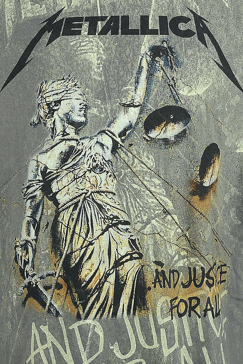 Metallica ... and Justice for All - Neon Backdrop Men T-Shirt Charcoal M, 100% Cotton, Regular