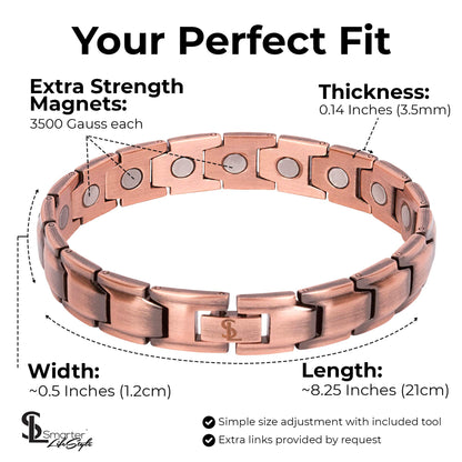 Smarter LifeStyle Elegant Pure Copper Magnetic Bracelet, Men's