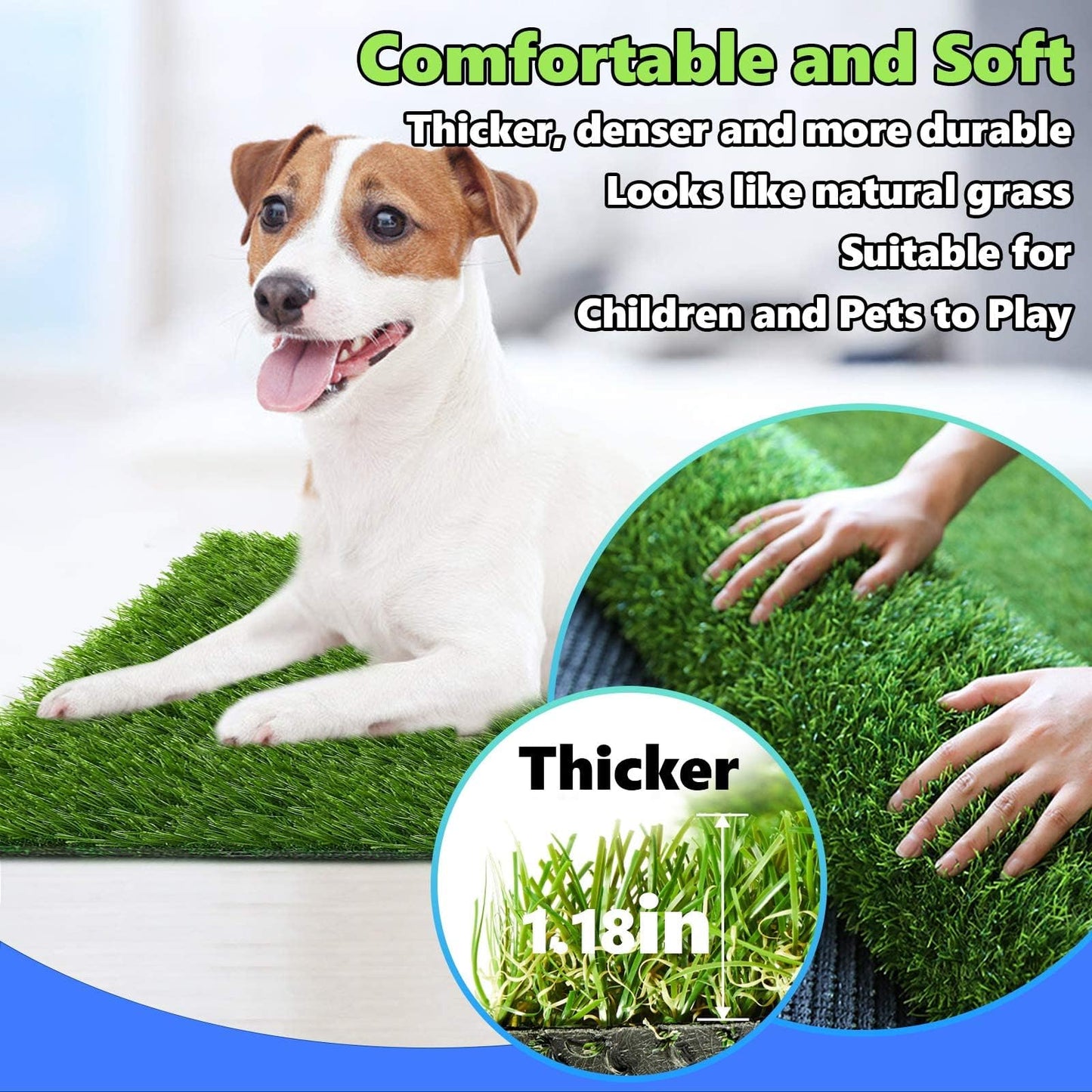 SSRIVER 50 X 75CM Artificial Grass Rug Turf for Dogs Indoor Outdoor Fake Grass for Dogs Potty Training Area Patio Lawn Decoration