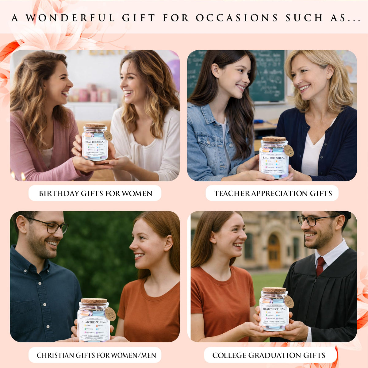 Read This When Bible Verses Jar – Mothers Day Gifts For Mom, Birthday, Christian Gifts for Women, Graduations Gift, Teacher Appreciation Gift