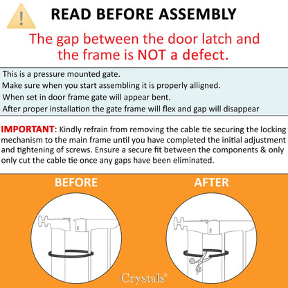 Baby Gate for Doors and Stairs, 10 cm Extension, Stair Gate Pressure Fit - No Screws, Child Stair Gate for Widths 75 to 85 cm, Dog Safety Gate One-Handed Opening to Both Sides, Metal, White/Grey