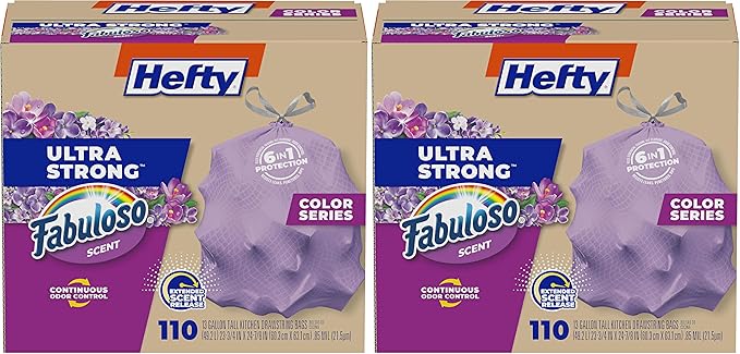 Hefty Ultra Strong 13 Gallon Trash Bags, Tall Kitchen Trash Bags 13 Gallon Size