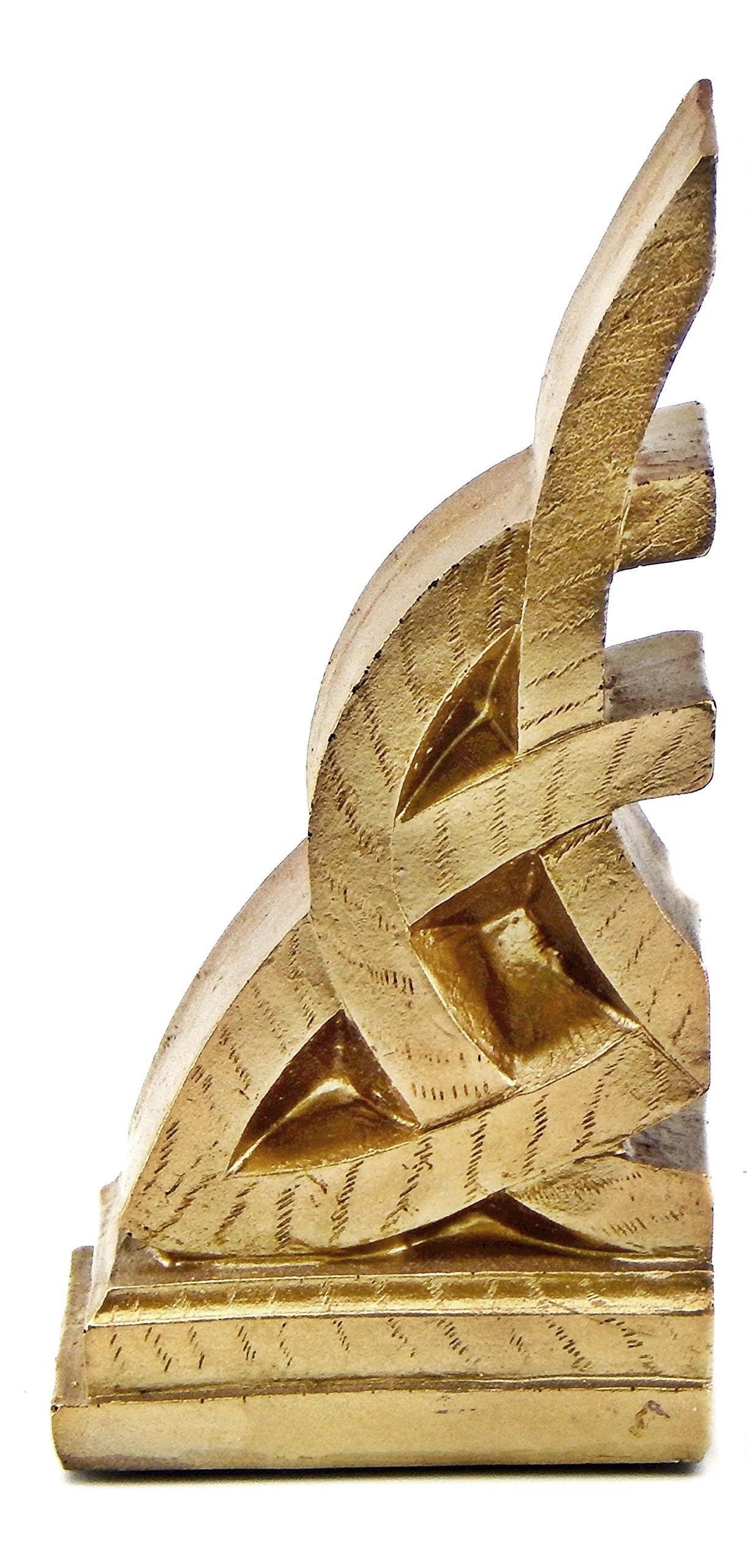 Bellaa 21787 Decorative Bookends Golden Celtic Knot Triquetra Irish Theme Mystical Design Endless Celts Symbol 8 Inch Polyresin