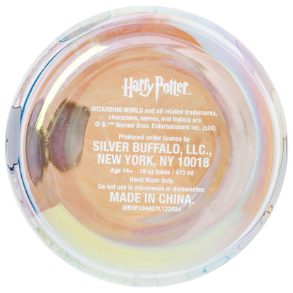 Silver Buffalo Harry Potter Iconic Icons Pattern Wands at the Ready 2 Pack Glass Jar Tumbler with Bamboo Lid and Glass Straw, 16 Ounces