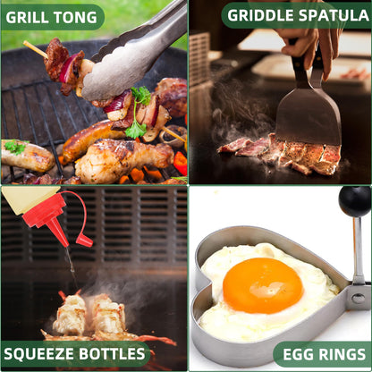 30PCS Griddle Accessories Kit, Flat Top Grill Accessories Set for Blackstone and Camp Chef, Grill Spatula Set with Melting Dome, Burger Press, Gifts for Men, Christmas Stocking Stuffers for Adults Men