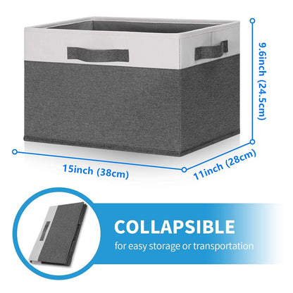 GhvyenntteS Large Fabric Storage Bins with 3 Handles, 15x11x9.6 Inch Storage Baskets for Shelves, Foldable Closet Storage Bins for Shelves, Closet Organizers and Storage Boxes 3 Pack
