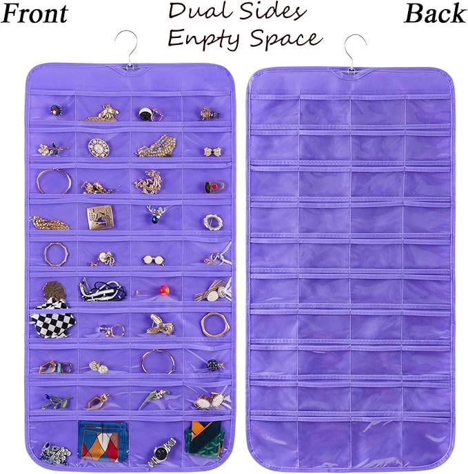 Bloss Hanging Jewelry Organizer, 80 Pockets Dual Sides Wall Jewelry Organizer
