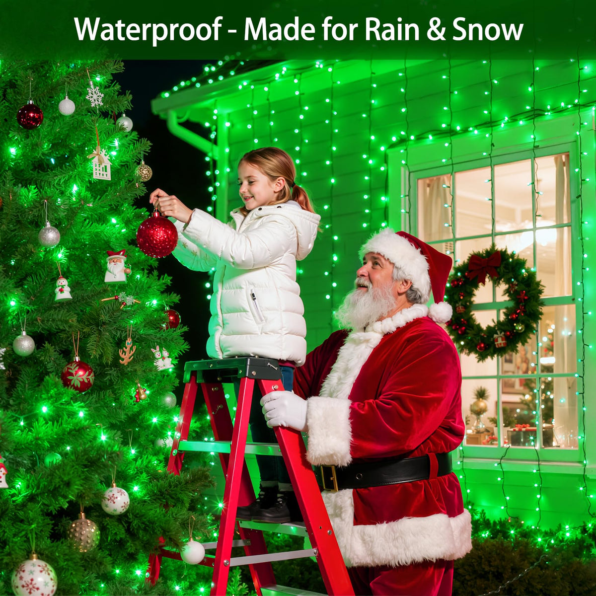 QUHUATU 750 LED 240FT Christmas Lights Outdoor,12 Lighting Modes Christmas String Lights with Timer, Dimmable Plug in Green LED StringLights Waterproof for Yard Tree Wedding Party Holiday Green