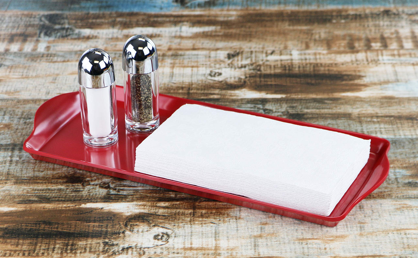 Reston Lloyd Melamine Plastic Tidbit Tray, BPA-Free, Food Safe, Multipurpose Platter Serving Tray, Bathroom/Table Organizer, Red
