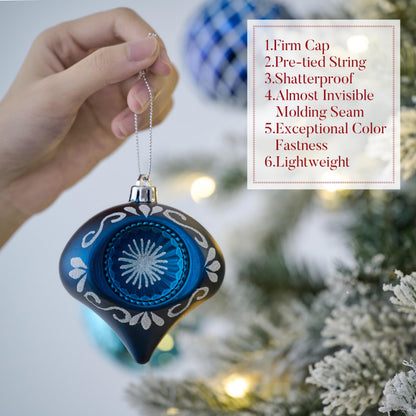 Valery Madelyn Christmas Ornaments Set, 70ct Navy Blue and Silver Shatterproof Christmas Tree Decorations Ball Ornaments Bulk, Winter Wonderland Hanging Ornaments for Xmas Trees Holiday Decor