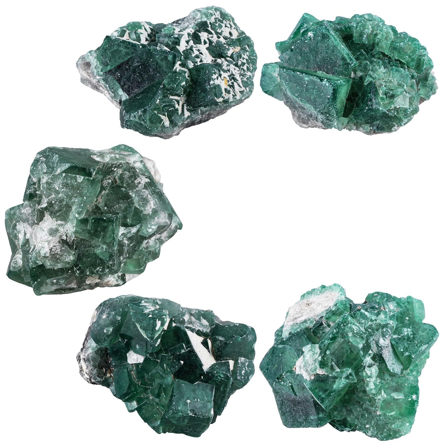 moonsix Natural Green Fluorite Rough Stone Healing Crystal Cluster Specimen Decor for Wicca, Collection, Display (25-75 mm)