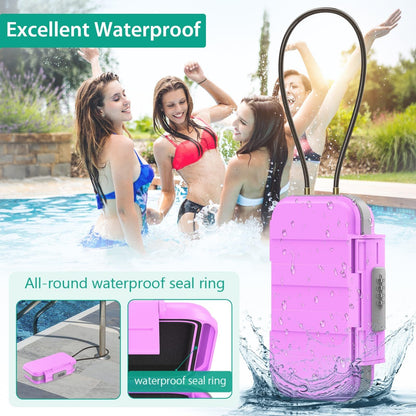 ORIA Portable Security Case, 4 Digit Combination Key Lock Box Security Case, Portable Safe Box Storage Smartphones, Passports, Credit Cards for Beach, Travel, Pink Purple