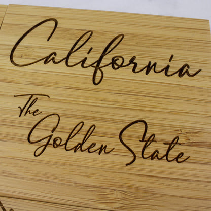 Totally Bamboo California State Puzzle 4 Piece Bamboo Coaster Set with Case