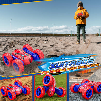 Dreamlandia 360° Flips Remote Control Cars, 4WD RC Stunt Car Toys for 3-10 Year Old Boys Gifts, Kids Boys Toys Age 3-9 Birthday Presents Gifts for 3-10 Year Old Boy Kids Outdoor Toy with Headlights