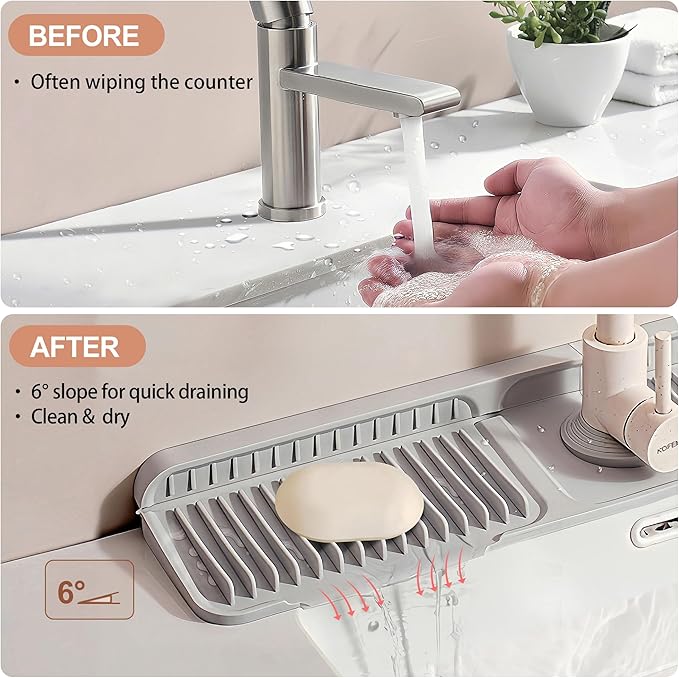 23.6 inch Silicone Faucet Mat for Kitchen Sink